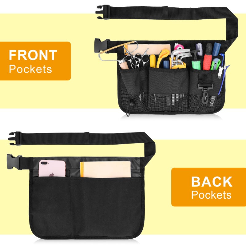 Geboor Gardening Tool Waist Bag Belt Heavy Duty Oxford Tool Apron with 7 Pockets of Different Sizes and Depth (Black) - Image 2